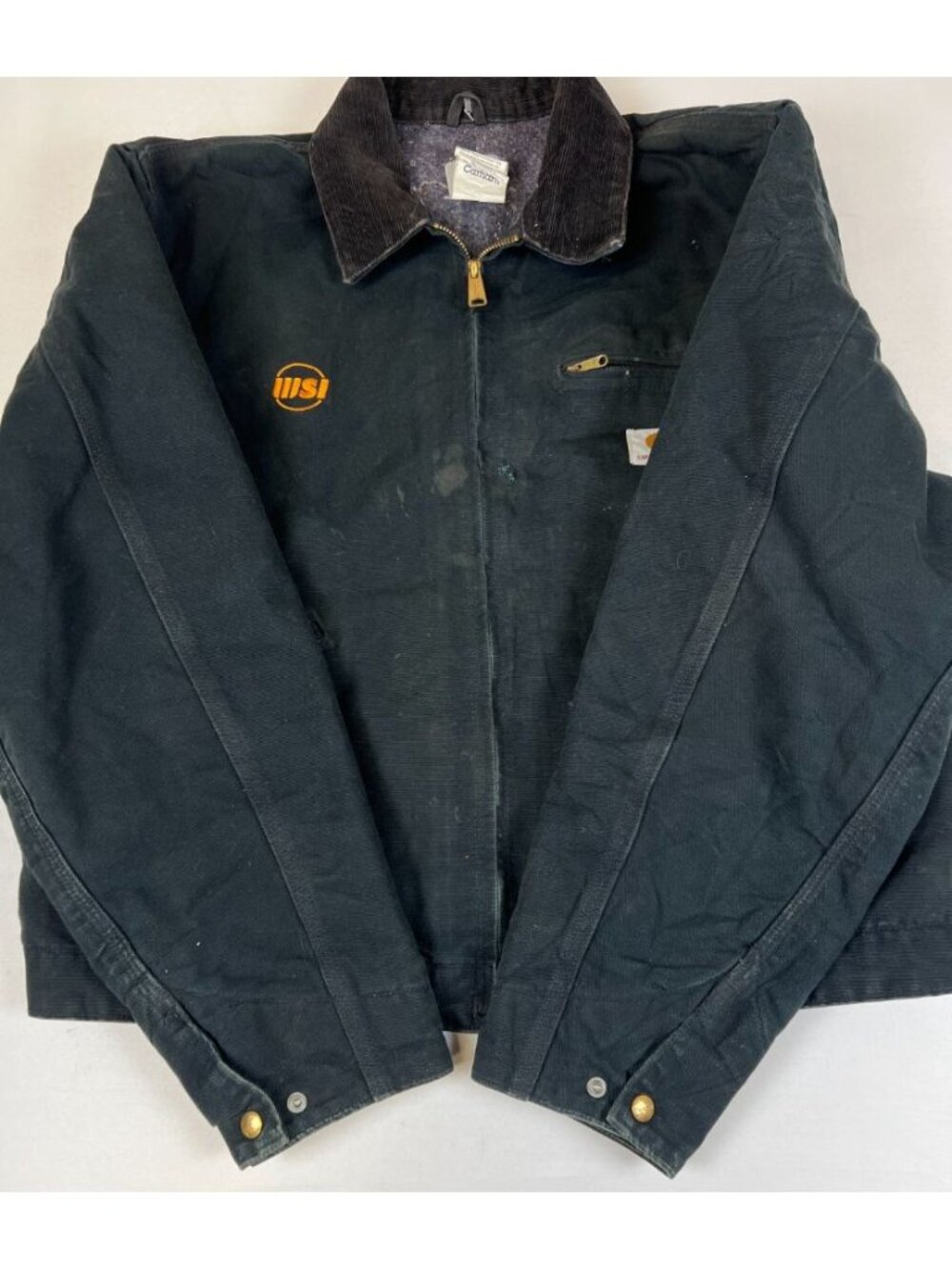 Vintage Carhartt J01 BLK Detroit Jacket Made in USA Blanket Lined Workwear Black - Picture 9 of 13
